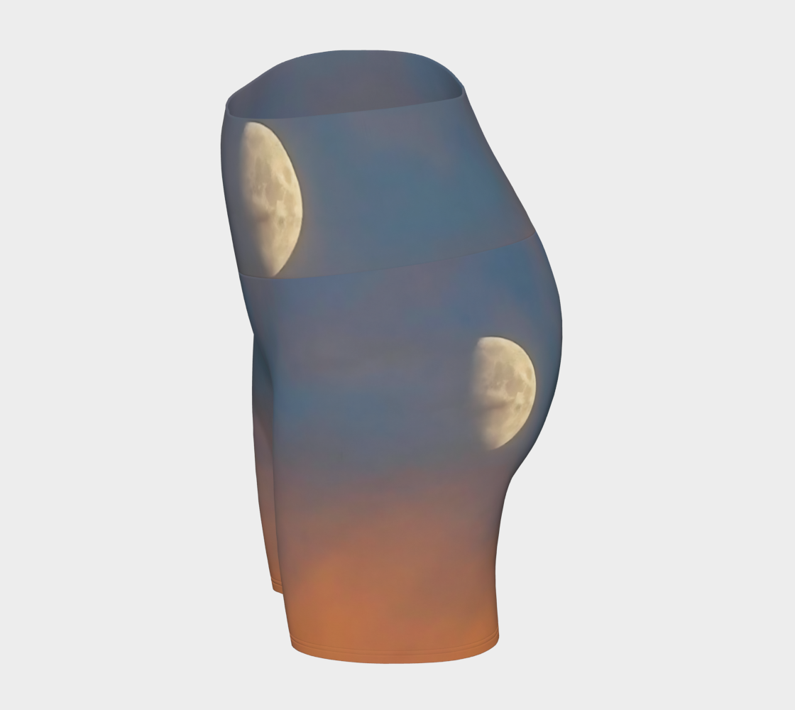 full moon yoga shorts. Featuring a image of the full moon .