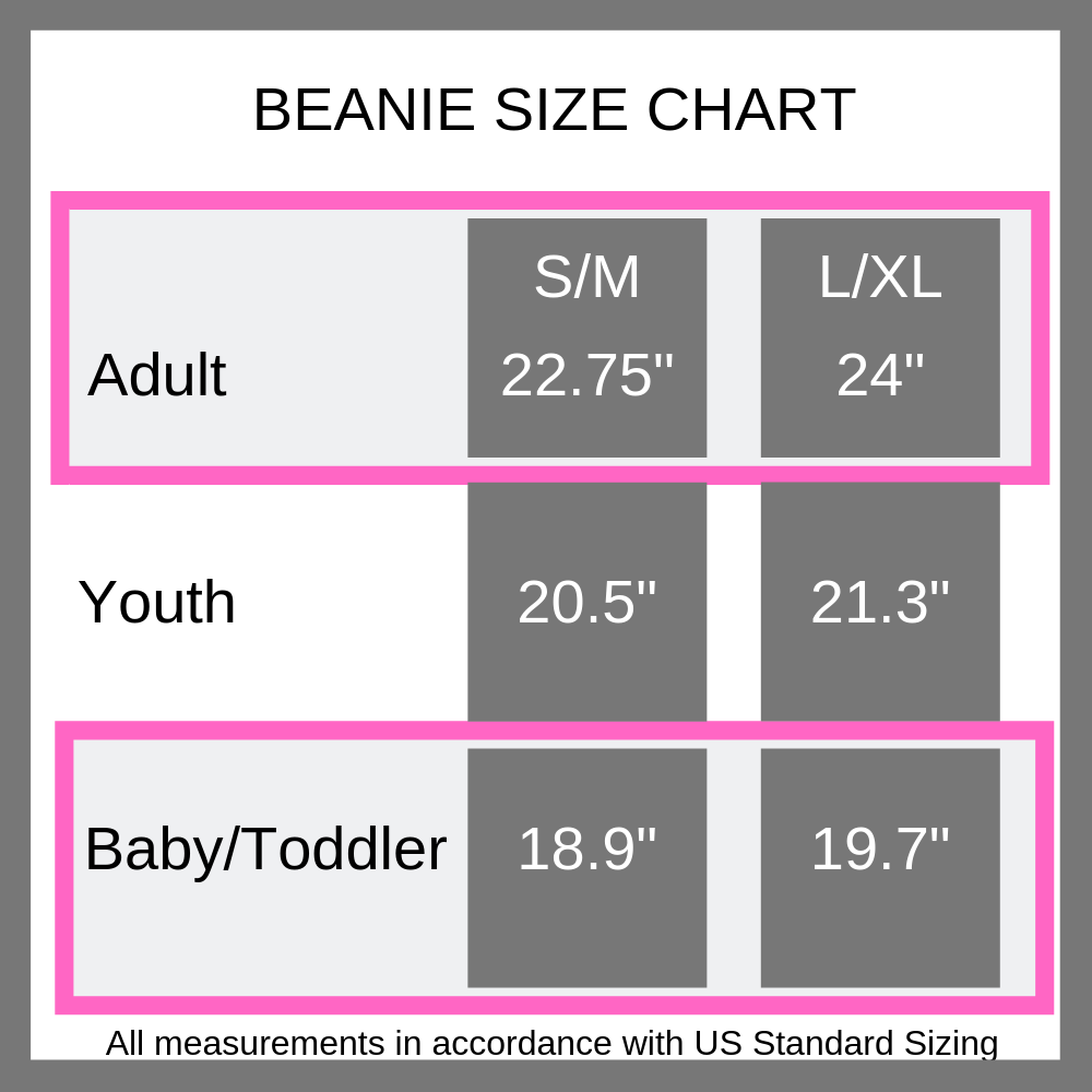 beanie size chart