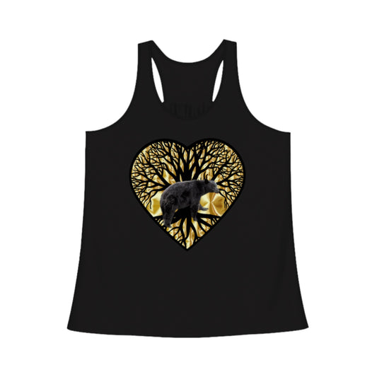 Bear Heart Flow Racerback Tank Top.  The image on the front shows two sea lions on a abstract ocean blue background. By van isle goddess dot com