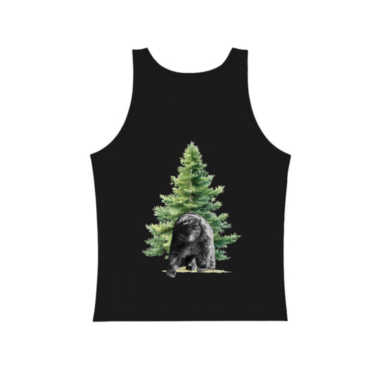 Observant Bear Premium Unisex Tank Top.  The top is black, the bear is a photography by Roxy Hurtubise. 