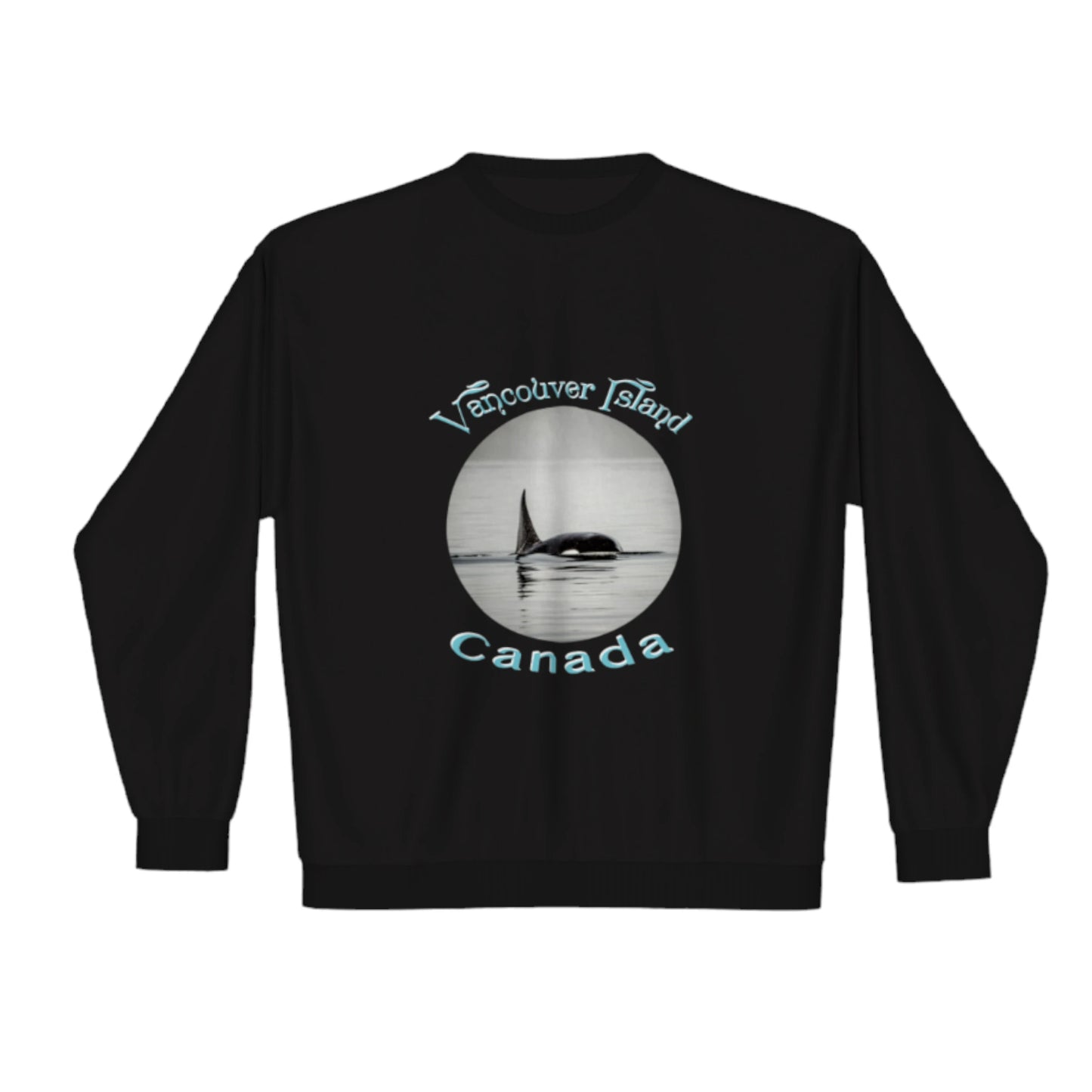 Orca Spray Vancouver Island Canada Premium Crewneck Sweatshirt. The image is of an orca exhaling while in the johnstone strait on Vancouver Island.  