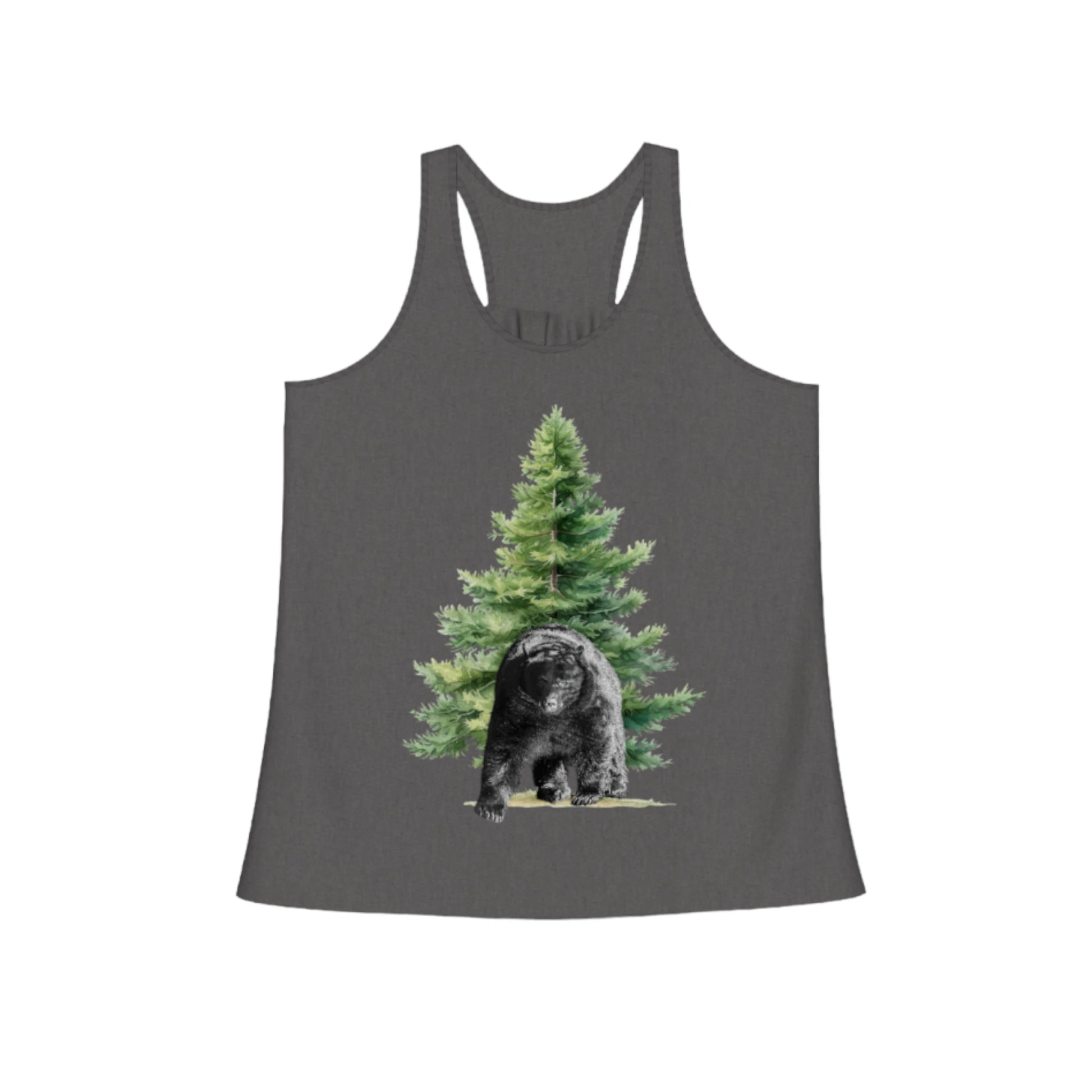 Observant Bear Flow Racerback Tank Top.  The image on the front shows two sea lions on a abstract ocean blue background. By van isle goddess dot com