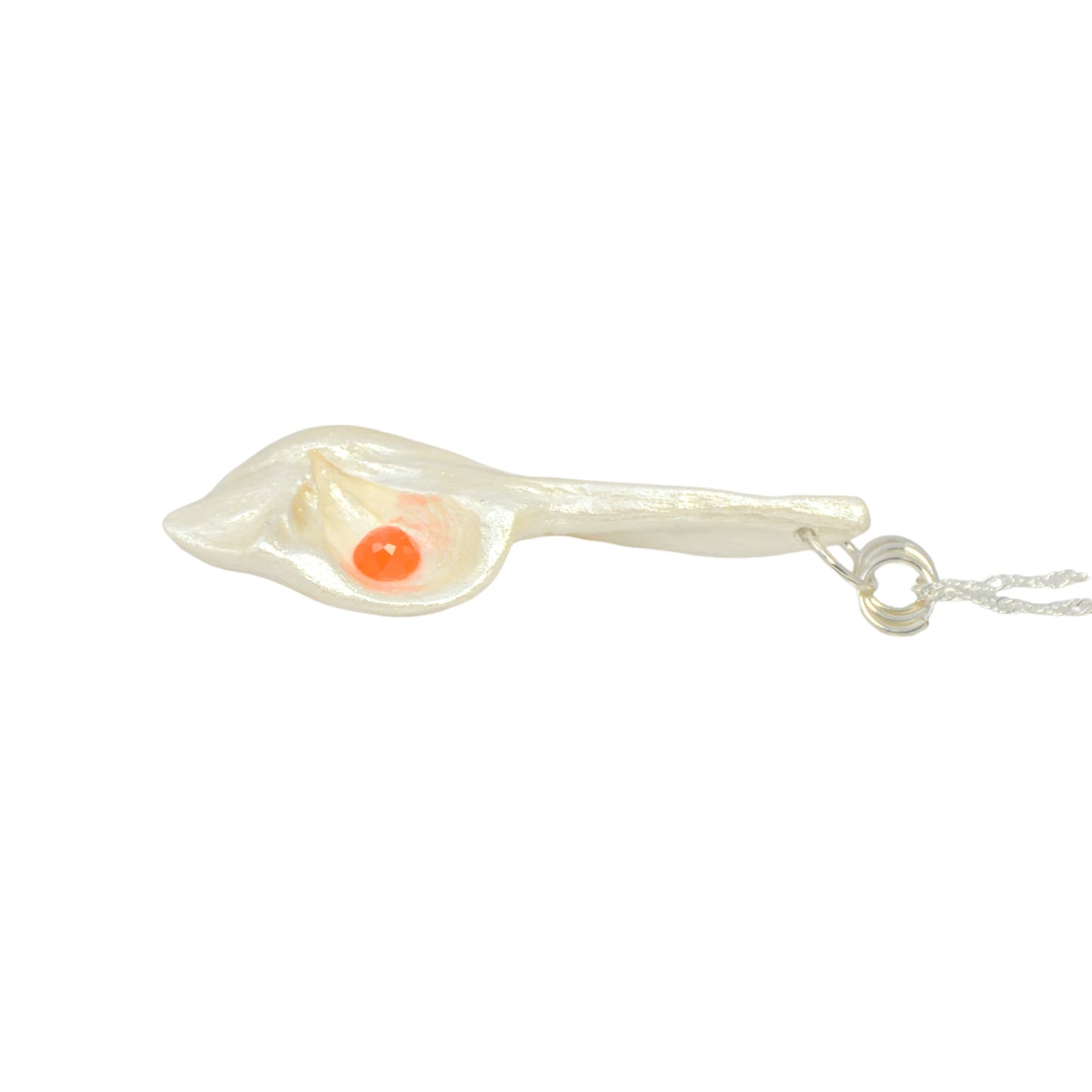 Tequila Sunrise natural seashell pendant a rose cut Carnelian gemstone.