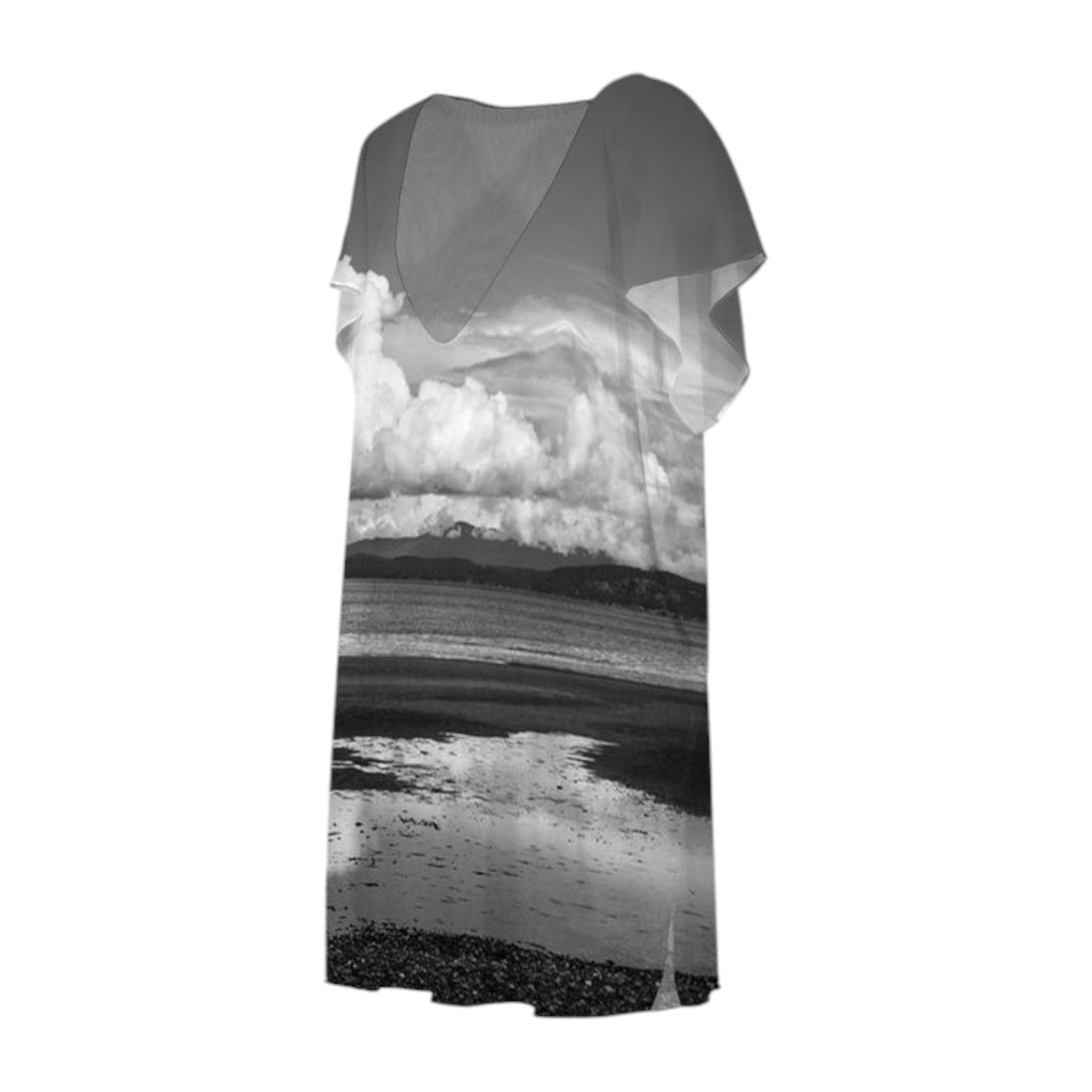 All over print of Parksville Beach on a dress.