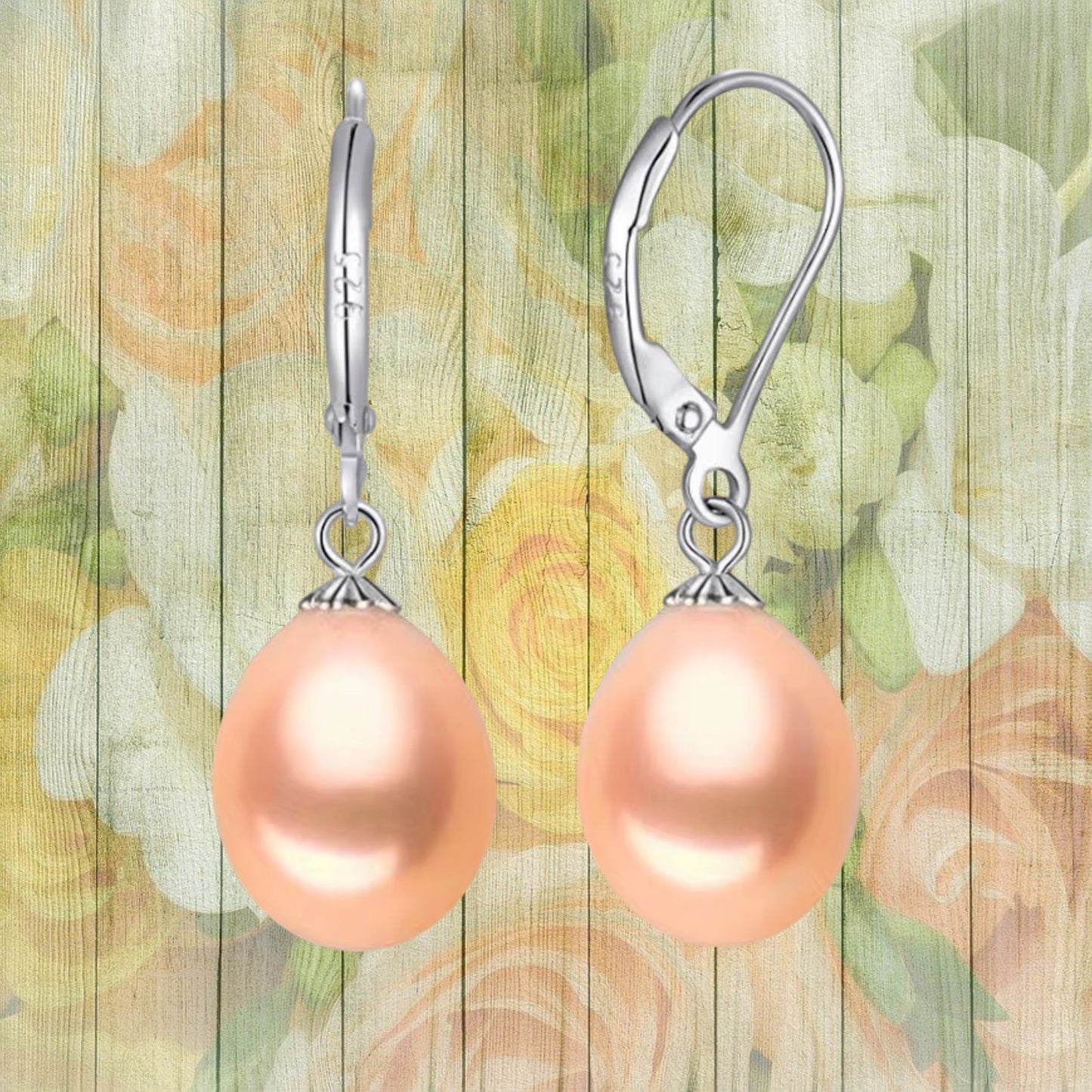 Pink Pearl Drop Earrings Leverback