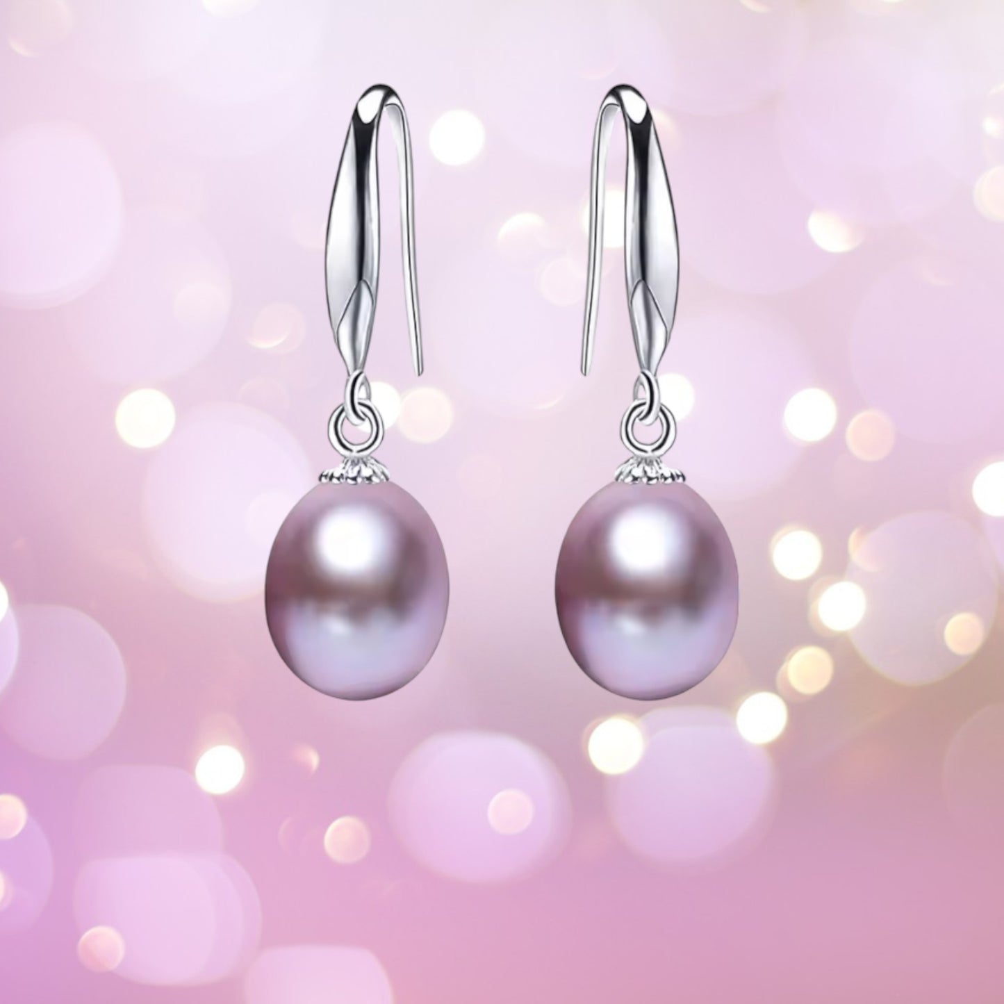 Purple Pearl Drop Earrings