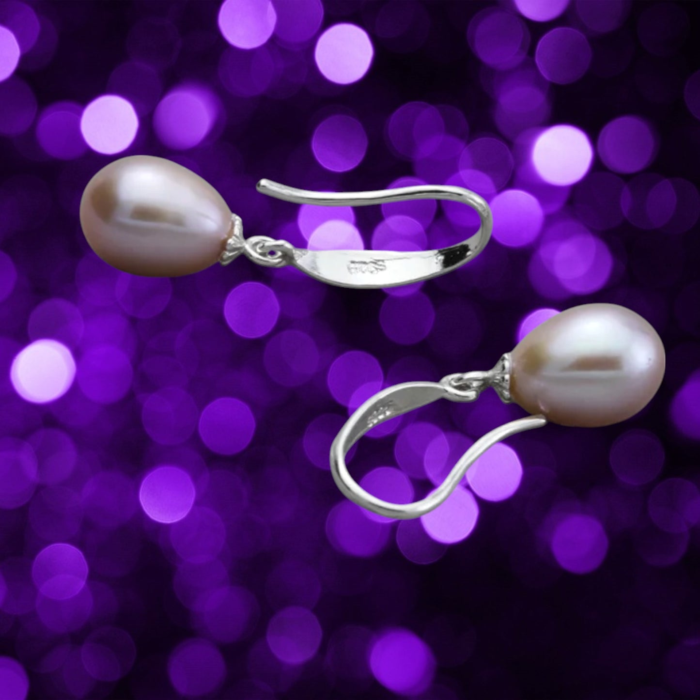 Purple Pearl Drop Earrings