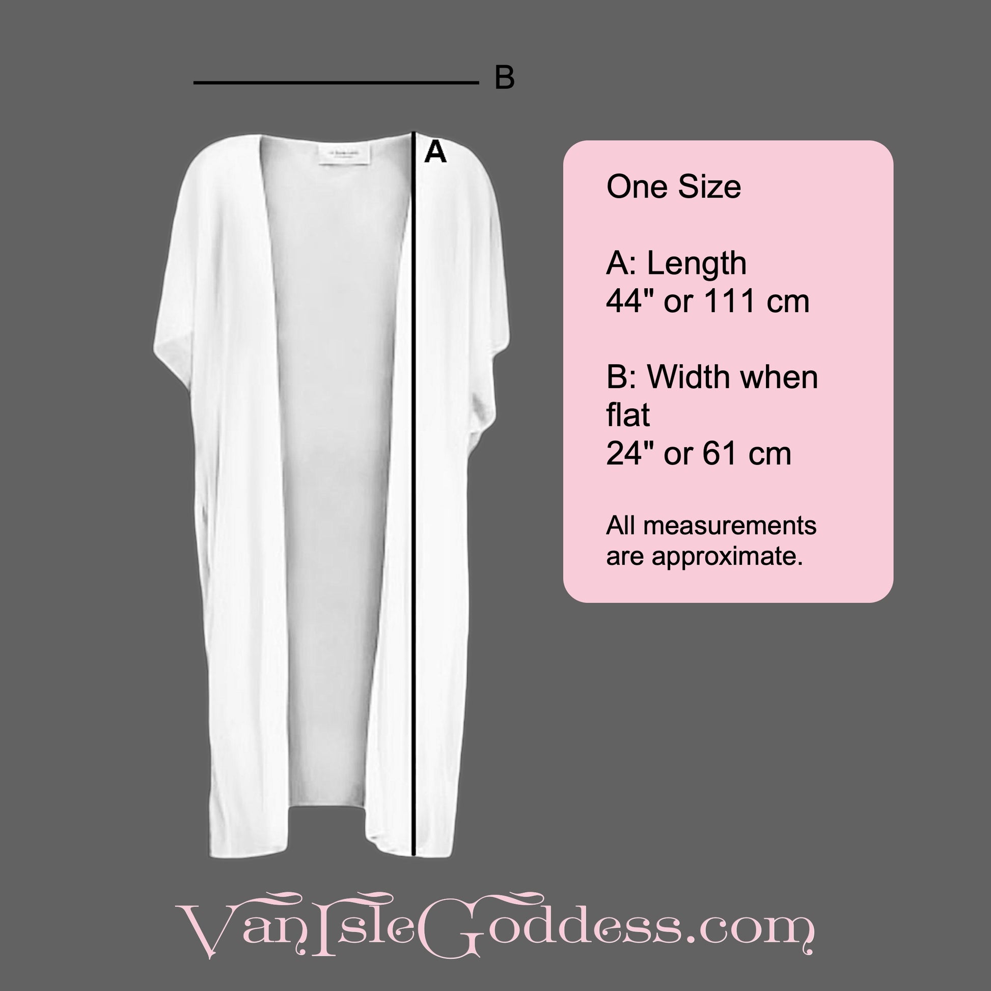 Size guide for Long Sleeve Kimono