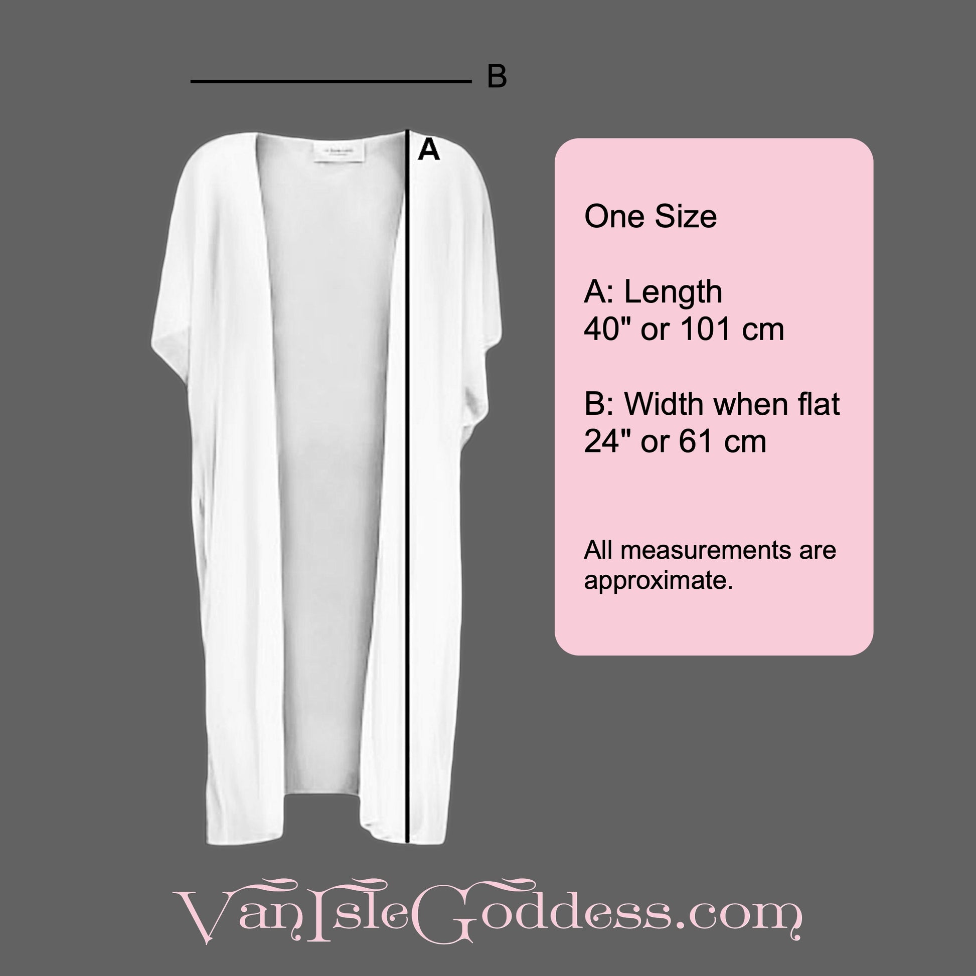 Size Guide for the short sleeve Kimono wrap