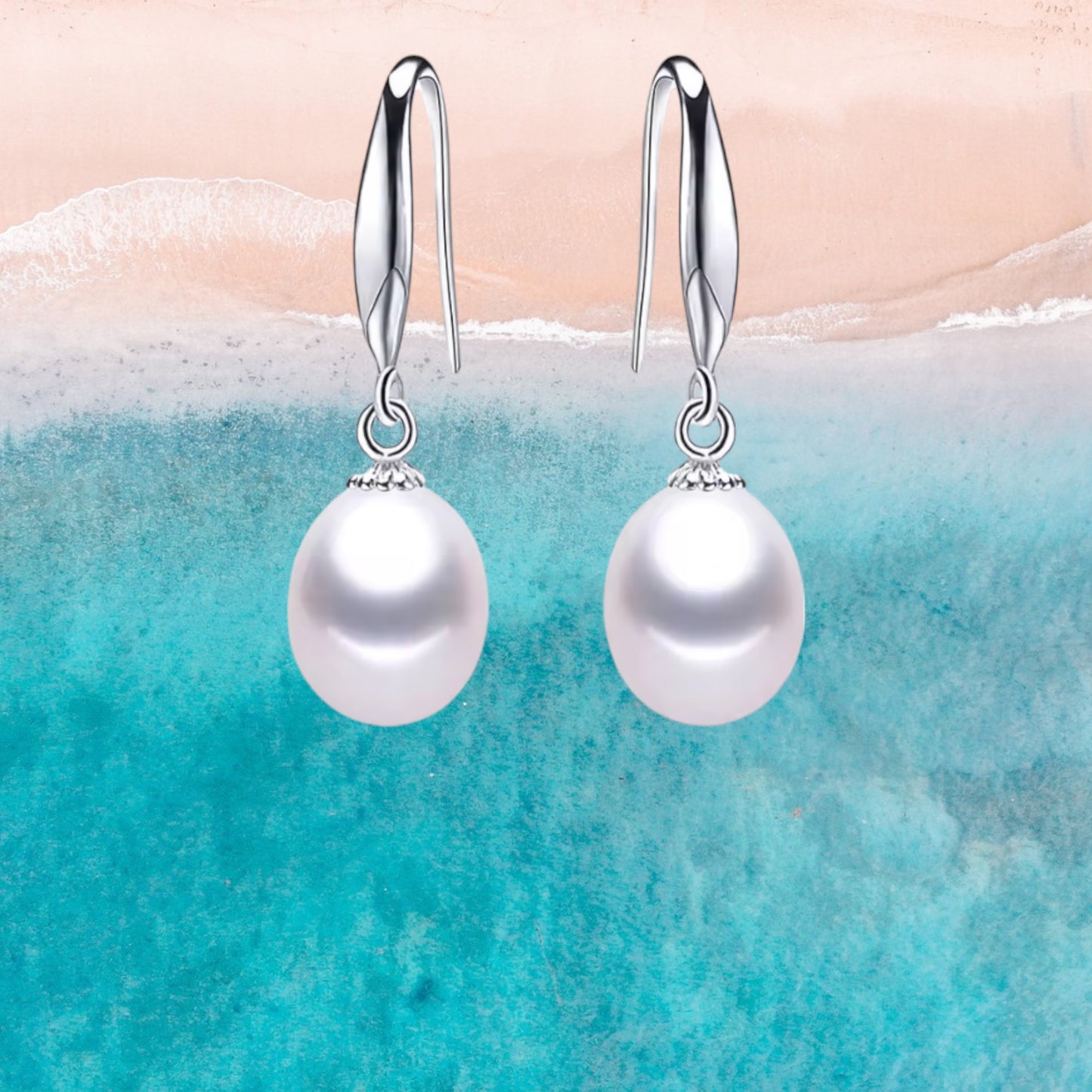 White Pearl Drop Earrings