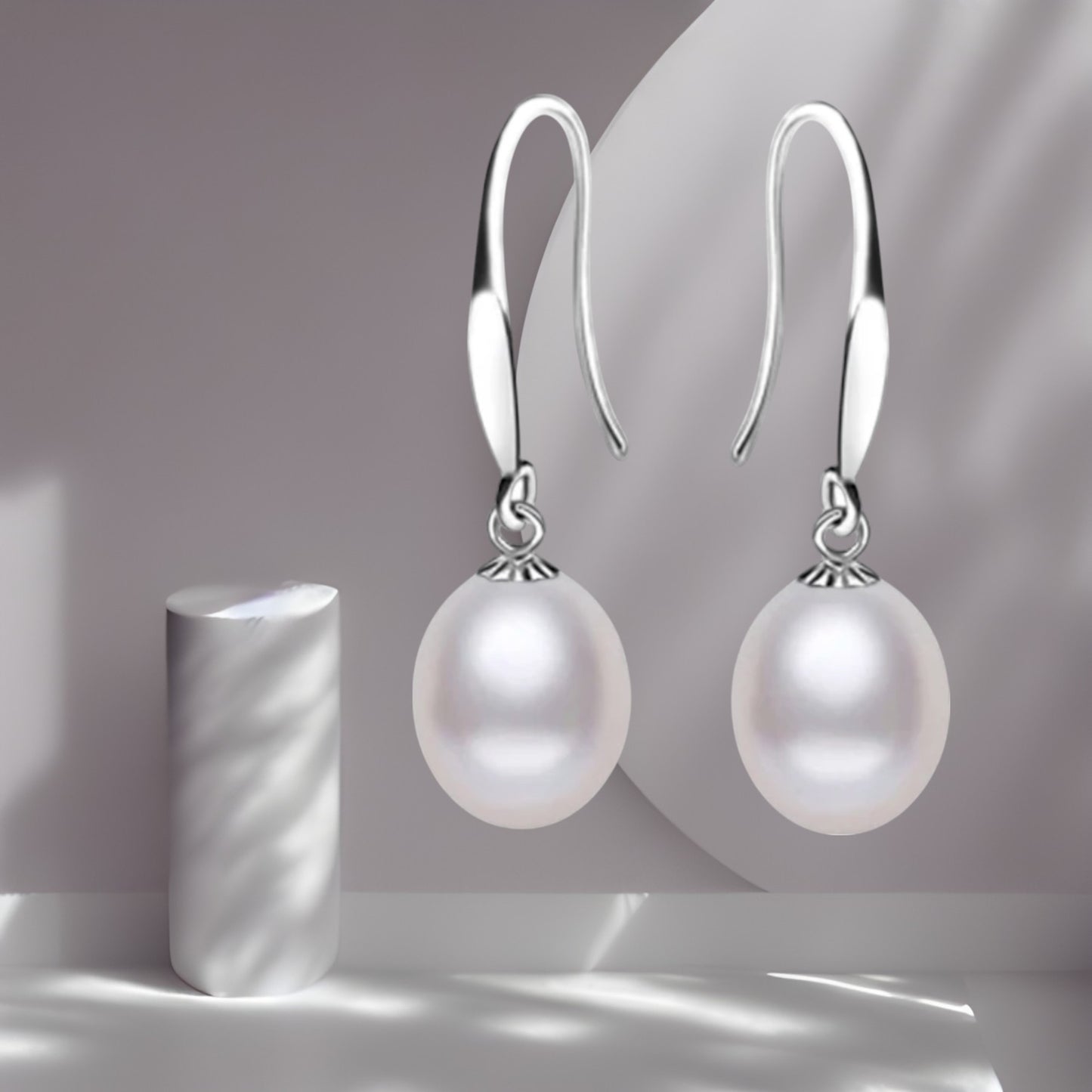 White Pearl Drop Earrings