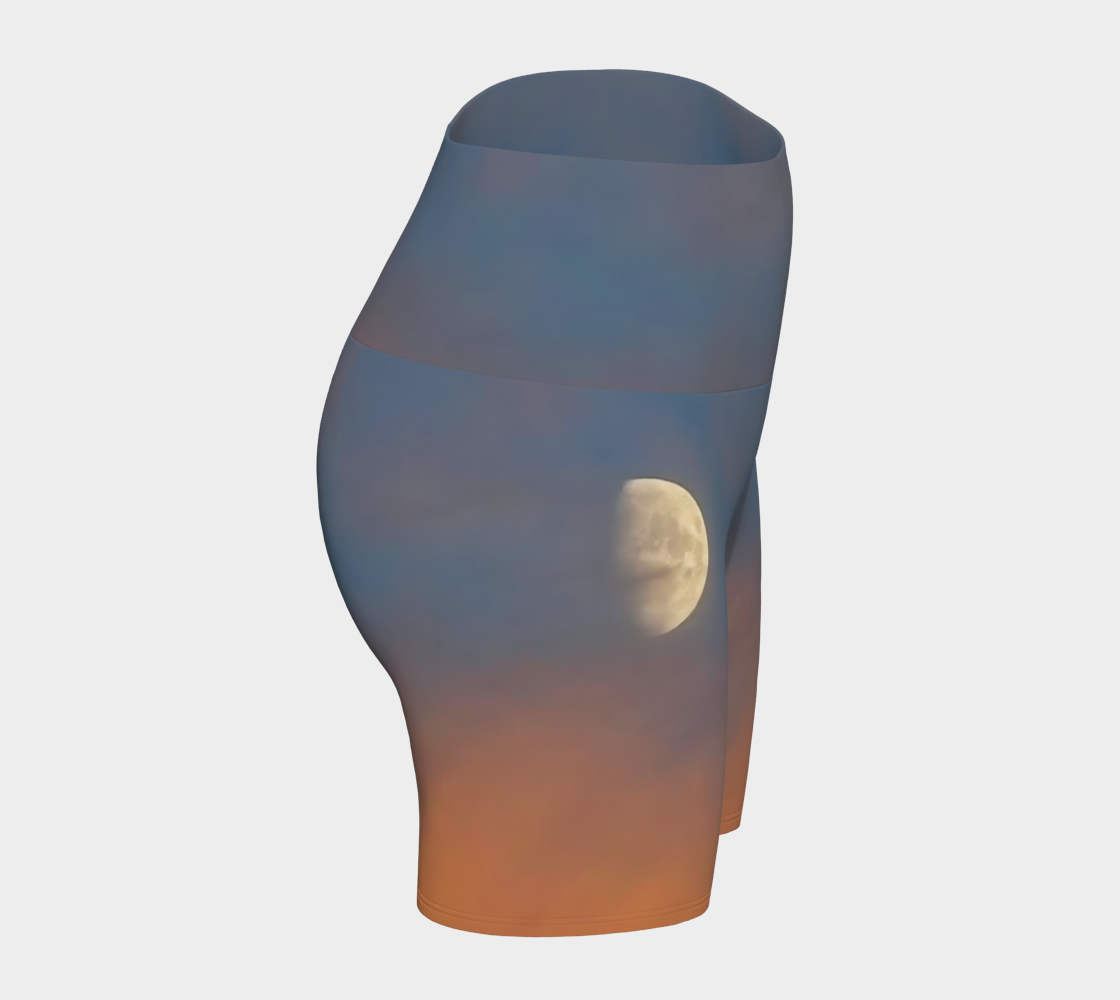 full moon yoga shorts. Featuring a image of the full moon .