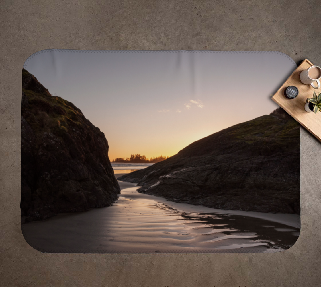 Distant Sunset Tofino Coastal Blanket