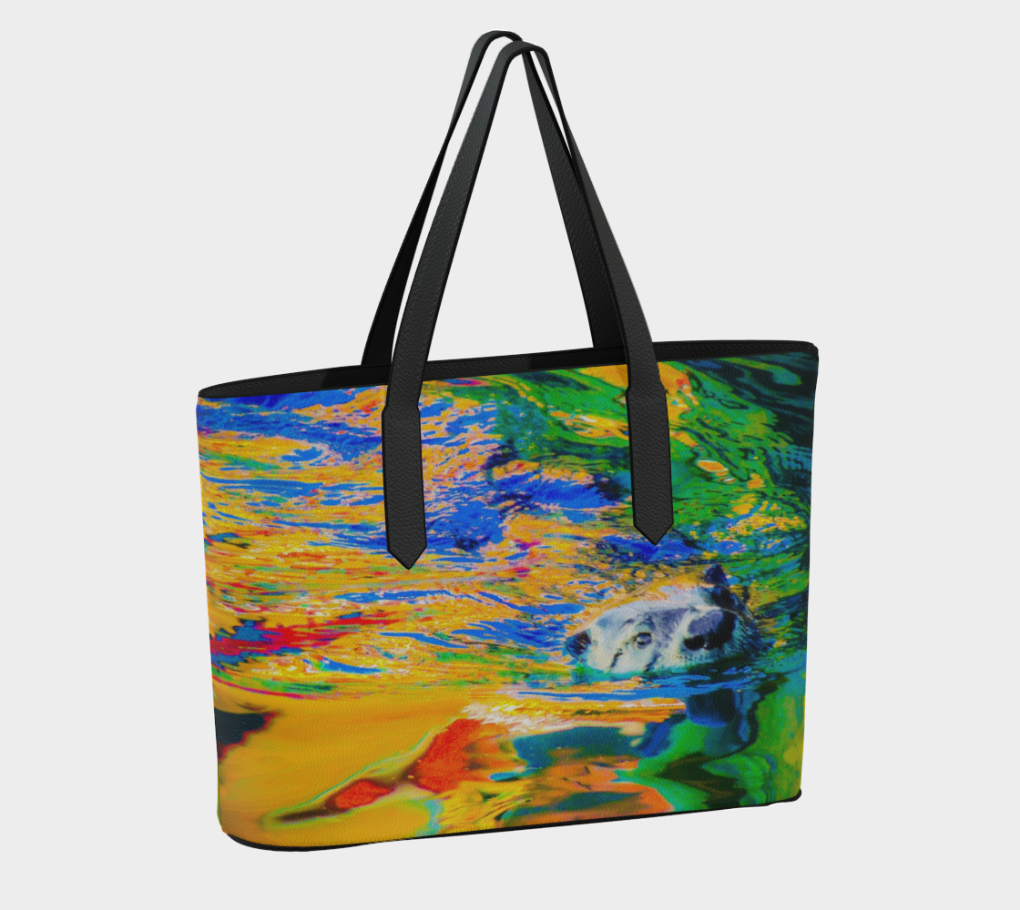 Otter Art Vegan Leather Tote Bag