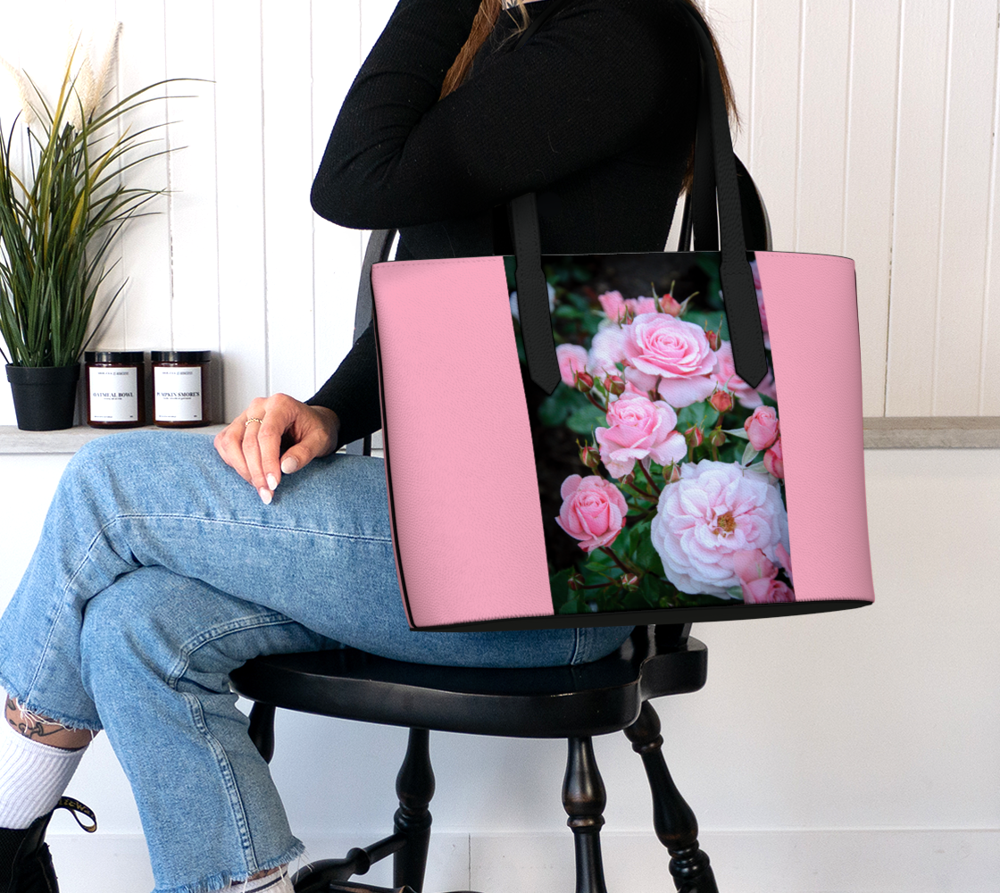 Rose Garden Vegan Leather Tote Bag