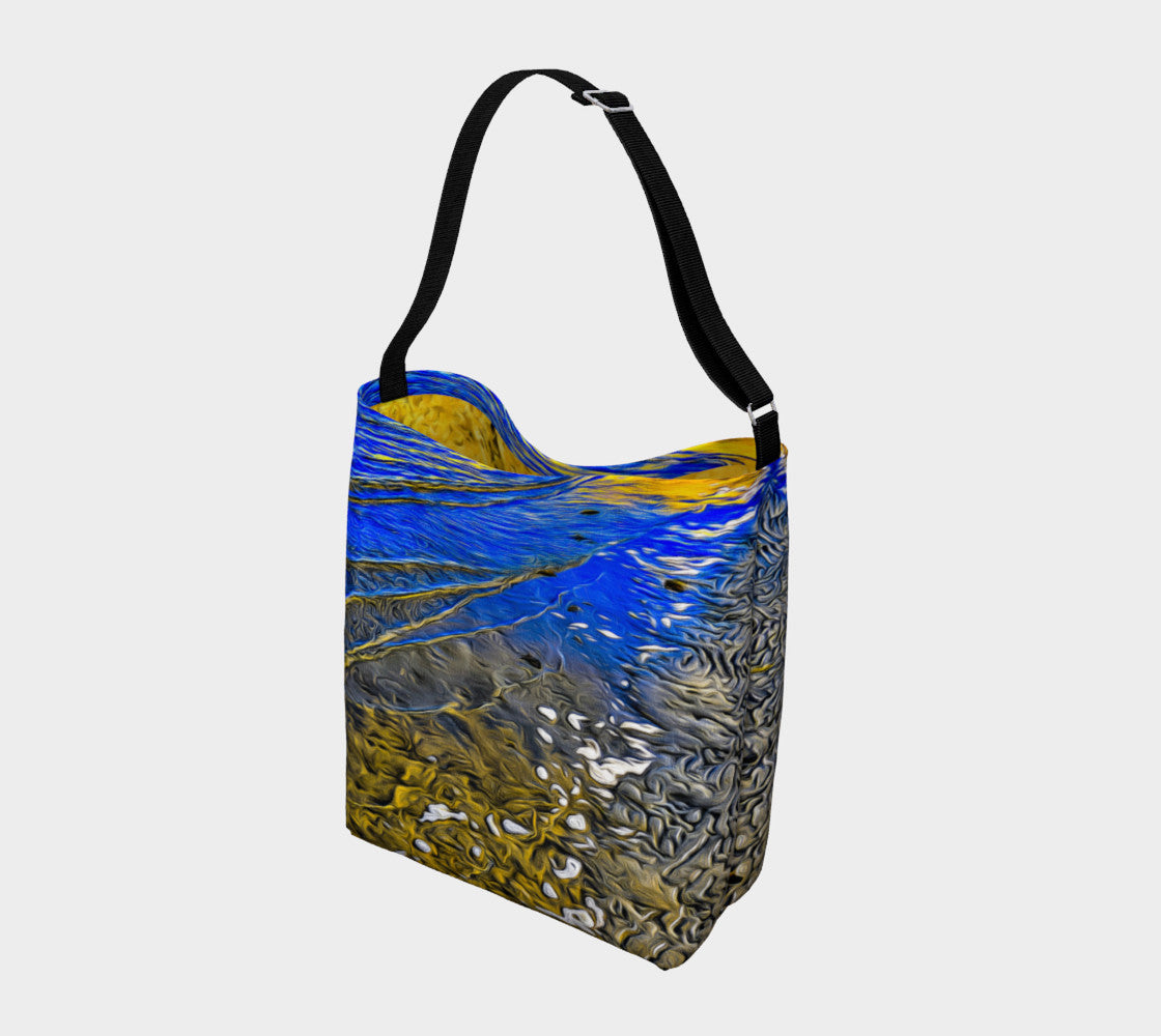 Ebb and Flow Day Tote  Everyday Day Tote for Everything!  Van Isle Goddess ultimate tote bag!   Adjustable strap for comfort, the tote is made from soft and supple neoprene that stretches to fit whatever you can put in it!    Vibrant artwork that will never fade with washing.  Ebb and Flow Artwork by  Roxy Hurtubise